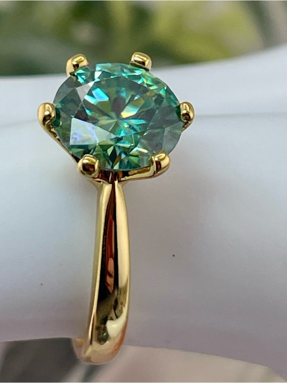 3ct Diamond Green Ring Band. Yellow Gold on 925. Size 5 6 7 8 - Picture 8 of 17